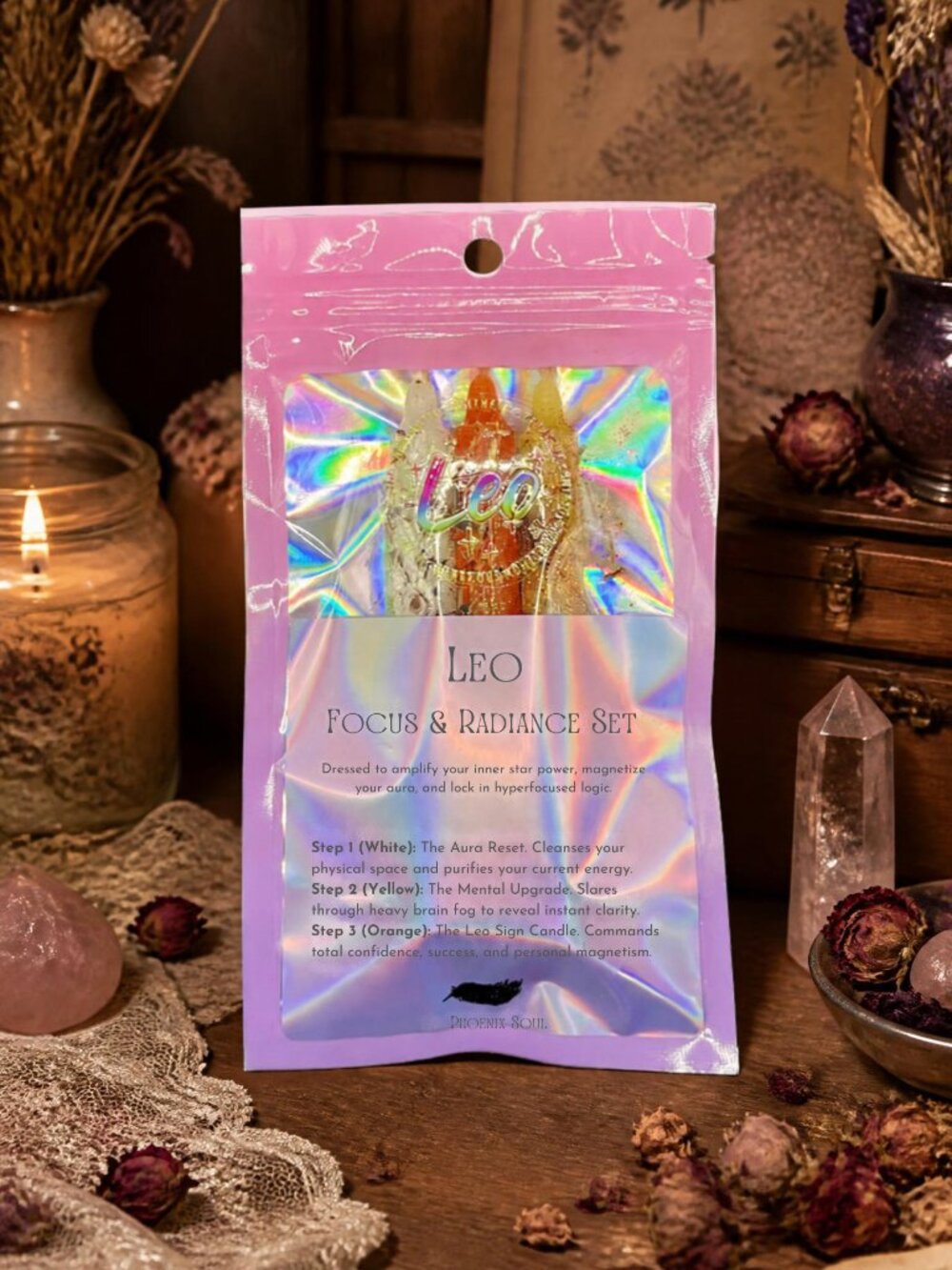 Leo Zodiac Candle Set 3-Pack Hand Dressed Chimes